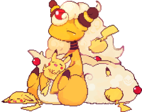 Pixel Art - Mega Ampharos e Pikachus, Pokémon