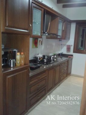 Modular kitchen with Solid wood kitchen shutter finish