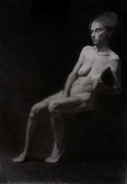 Dibujo al natural realizado con modelo en la Barcelona Academy of Art 