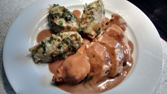Chicken breast, jus “Guinness” et son Calcannon, menu spécial Saint-Patrick