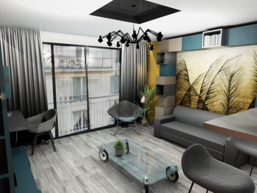 Espace vie d'un studio parisien 1