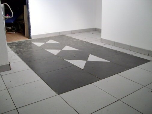 Création mosaïque dans aménagement des combles pour création salle de bain.