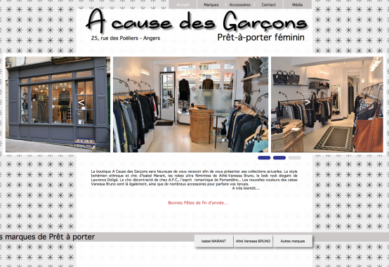 Site vitrine magasin de prêt-à-porter féminin www.acausedesgarçons-angers.fr