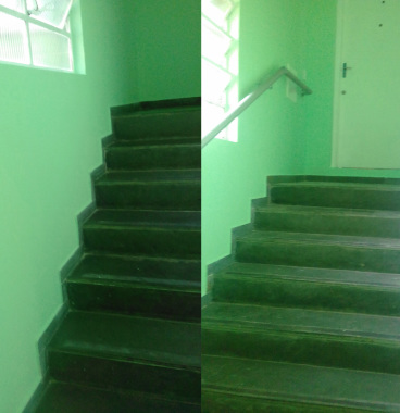Antes e Depois - corrimão a esquerda