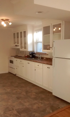 Kitchen cabinet restoration of original uppers with off the shelf lower cabinets