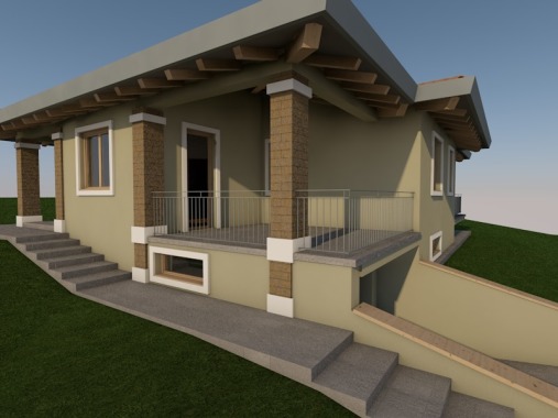 Villa unifamiliare bioclimatica  con materiali naturali 