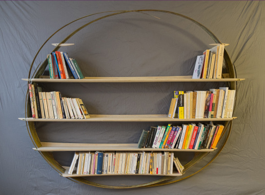 bibliothèque ellipse N°8
en chêne ancien + cuivre patiné
