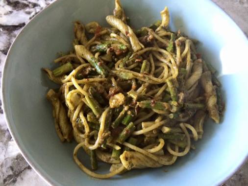 Homemade pesto pasta