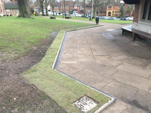 BOURNVILLE VILLAGE TRUST BUILDING WITH NEW ACO CHANNEL GRIDS TO PREVENT FLOODING 