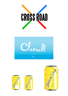 Réalisation de différents logos.
CrossRoad : pour un évènement de rencontre culturelle.
Clearell : Logo et étiquette d'une eau gazeuse
Yellow'Up : pour une boisson gazeuse
