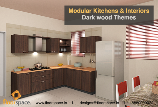 Modular Kitchens - Dark wood Themes