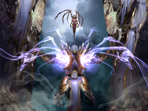 Tyrael ARCHANGEL OF JUSTICE and KERRIGAN fan art
i used the same composition as this one
http://hd.wallpaperswide.com/thumbs/warrior_3-t2.jpg