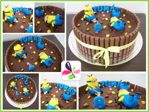 "Minions" - Bolo de iogurte com recheio de ganache chocolate