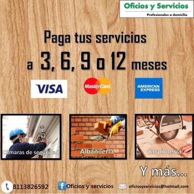 Aceptamos tarjetas de crédito de 3 a 12 meses.