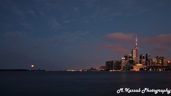 Toronto Skyline During Moonset Before Sunrise