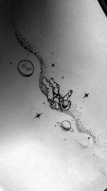 Création pour un tatouage sur le thème de l’astronaute et l’espace 