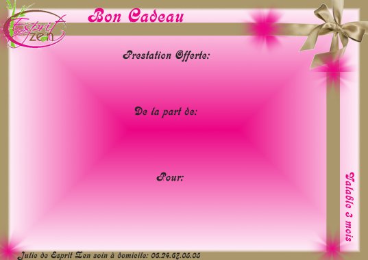 Pensez aux bon cadeau pour faire plaisir à vos proches.