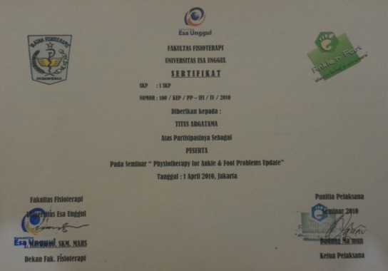 Sertifikasi tentang pelatihan gangguan kaki