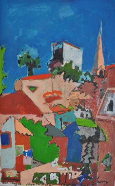 Gouache Vieux Village des Angles S.L