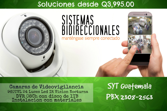 Sistemas Bidireccionales de Seguridad Camaras para Videovigilancia en la palma de su mano a traves de monitoreo remoto con su Smartphone!