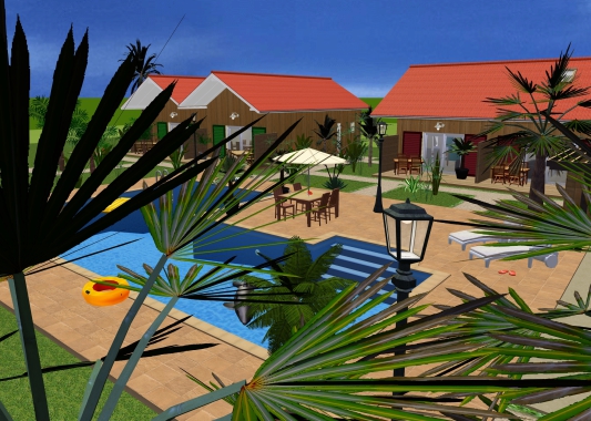 Réalisation d'une vue extérieure en 3D pour une future résidence de tourisme.