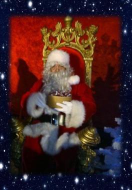 Père noël et son trône ou avec traineau