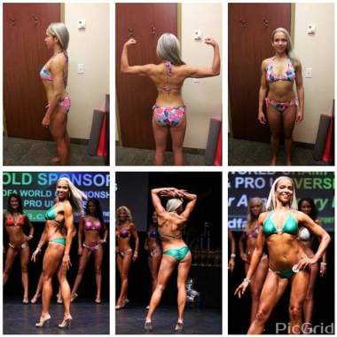 Top pictures are after 2 years working with a personal trainer, and bottom pictures are me after training myself for 1 more year for this competition
