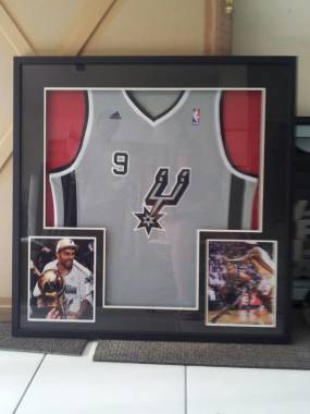 Jersey --- Black boxytype frame with full matting, and side matting , glass .