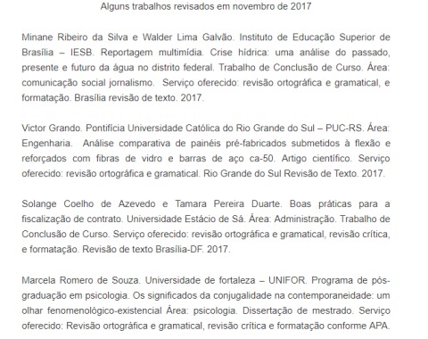 Serviço de revisão prestado para pessoa física