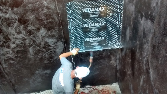 Impermeabilização de Muro de arrimo com manta asfáltica