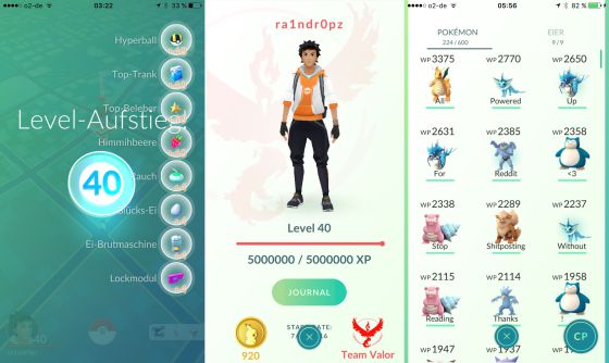 Capture d'écran du jour où j'ai atteint le niveau 40 dans Pokémon Go