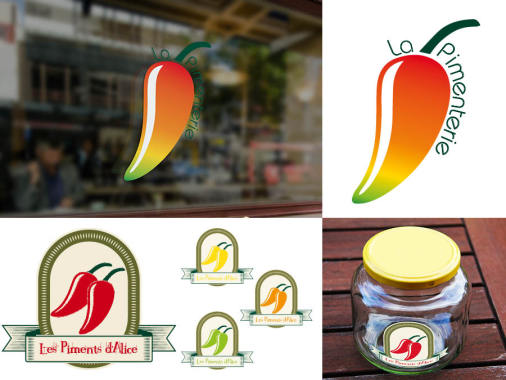 Logo boutique & étiquettes pour pots de sauces de piments