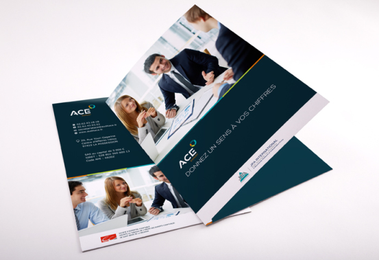 ACE : Design de logo, papeterie de bureau, cartes de visite, plaquettes commerciales, template Powerpoint.