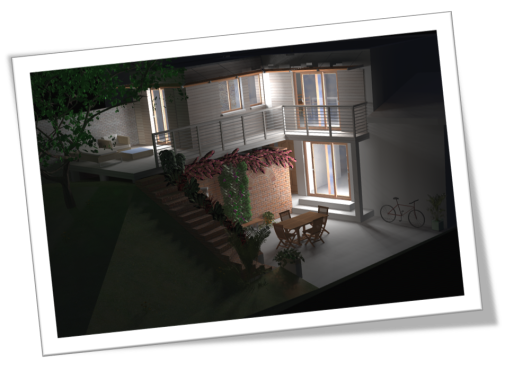 Une vue de nuit d'un Jolie projet conçu en accompagnement avec le client au sein des Ateliers d'Architectures mis au point par ma compagne (Architecte DPLG)