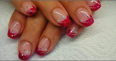 Pose french paillètes  sur ongles naturels,.
