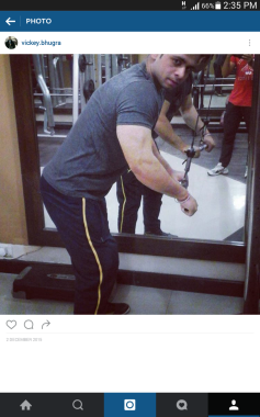 During  triceps  workout pushdown