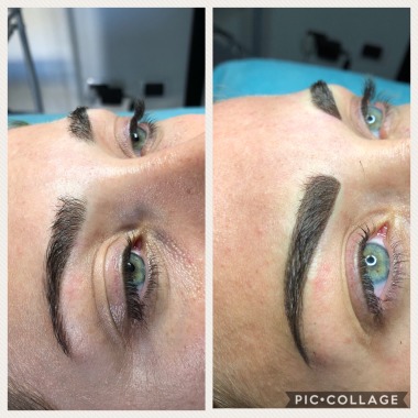 Permanent make-up sopracciglia. Tecnica infoltimento con sfumatura appena eseguito (guarito sarà più chiaro)