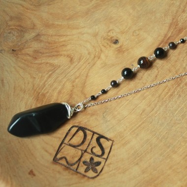 Silver Necklaces with Various Shapes of Black Onyx Stone