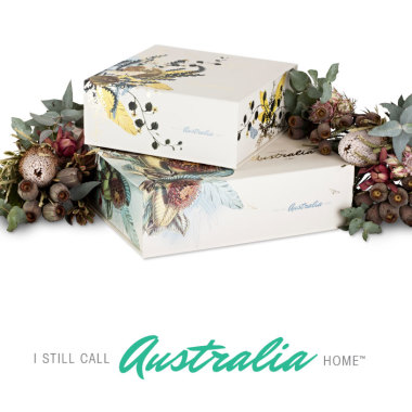 All our gift hampers come in this stunning keepsake box featuring Australian Fauna and flora