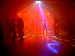 Medium sized roof mounted effects in an events barn capacity 200