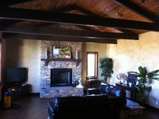 Rustic family room with timber facade