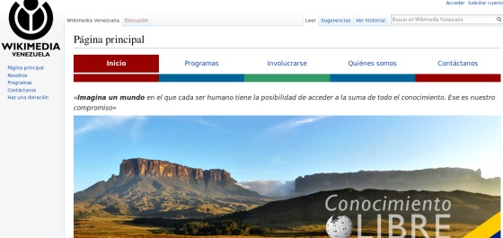Sitio web de la fundación sin fines de lucro, Wikimedia Venezuela.