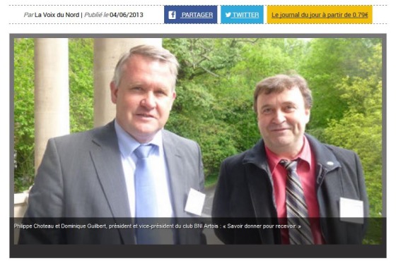 Création du BNI Artois en 2013 avec mon ami Philippe Choteau 