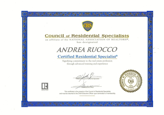 Dicembre 2016 siamo stati certificati CRS, La più ambita certificazione internazionale nel campo immobiliare residenziale.