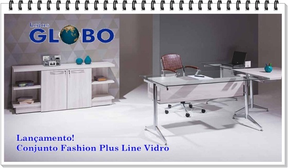 Conjunto Diretória Mesa em L com vidro + Armário Credence
