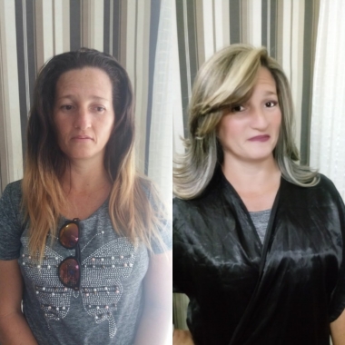 Mechas no papelote em tom perolado+corte+tratamento de reconstrução dos fios