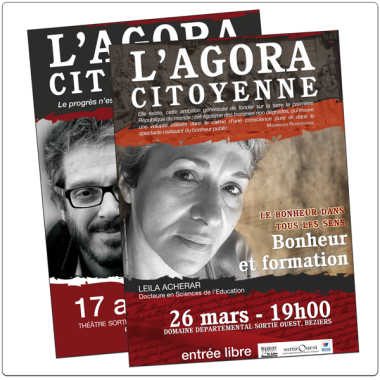Création graphique et mise en page d'affiches pour association culturelle.