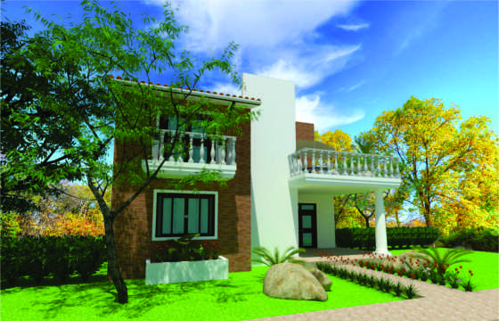 Renderizado de una vivienda campestre