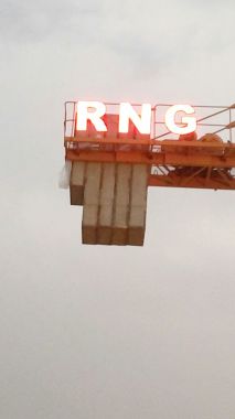 Logo mounted on RNG's Tower Crane