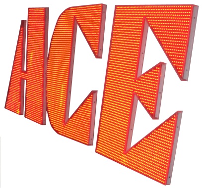 800 mm Height Logo with 5000+ Red LEDs with .5 inch pitch